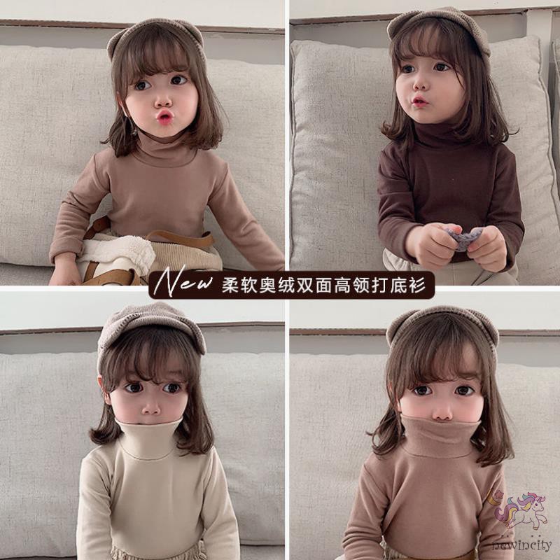 Áo Kiểu Hàn Quốc Cổ Cao Ấm Áp Thời Trang Mùa Đông Cho Bé Gái