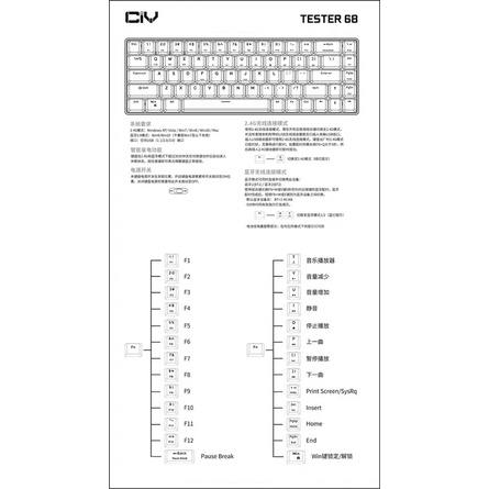 [Hàng có sẵn] Bộ kit bàn phím cơ CIY Tester68 Bluetooth 5.0 &amp; không dây 2.4G