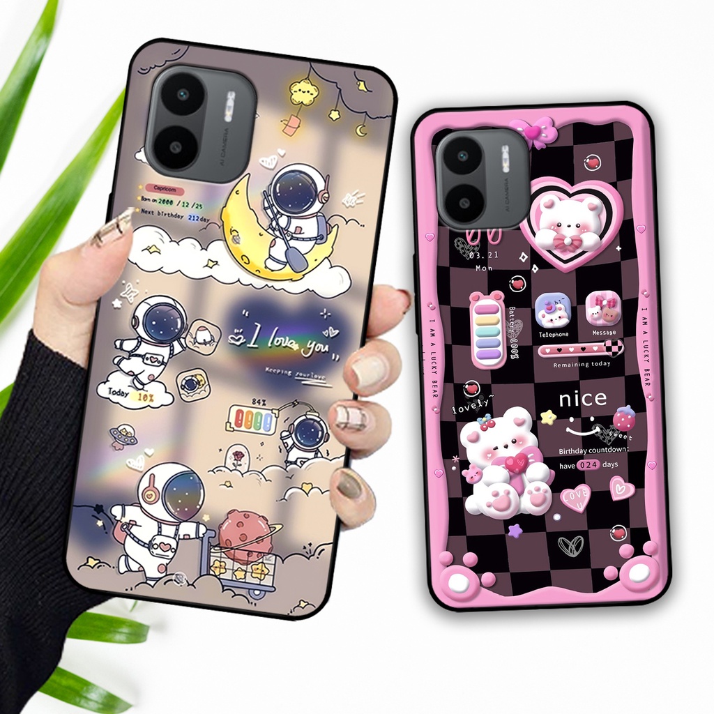 Ốp lưng Xiaomi Redmi A1 hình gấu, vũ trụ ngân hà chibi. ốp chống sốc bền đẹp