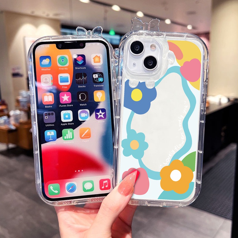 Ốp Điện Thoại TPU Mềm Trong Suốt Họa Tiết Hoa Và Quái Vật Cho iPhone 13 11 Pro 14 Pro Max 12 Pro Max Xs Max XR 6 6Plus 7 8 Plus