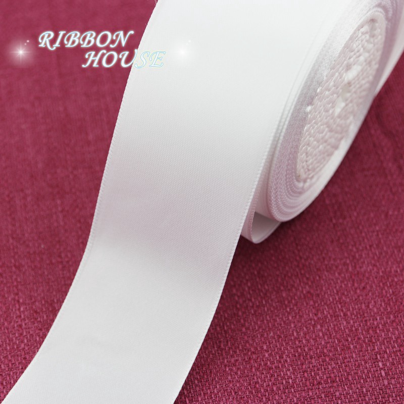 Cuộn Dây Ruy Băng Vải Satin Trắng Dùng Trang Trí Tiệc Cưới / Gói Quà 22cm