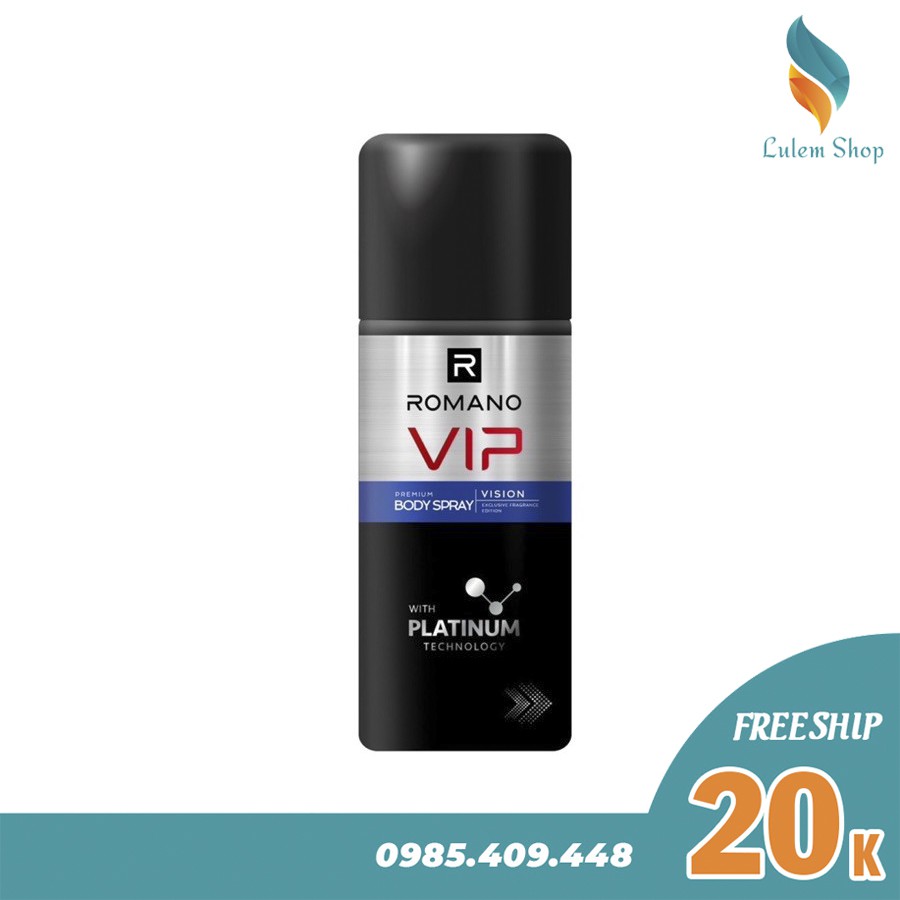 (Mẫu mới) Xịt khử mùi toàn thân Romano Vip 150ml (Passion/Patinum)