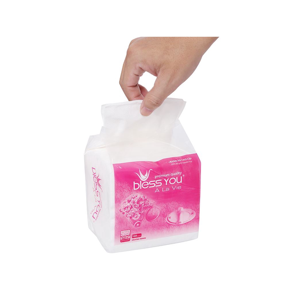 Khăn giấy ăn Bless You À La Vie 1 lớp gói 100 tờ 33cm x 33cm