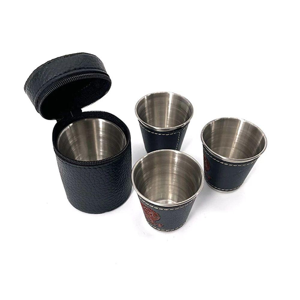 Túi Da PU Phối Inox Đựng Ly Bia / Rượu Tiện Dụng Mang Theo Du Lịch Dã Ngoại