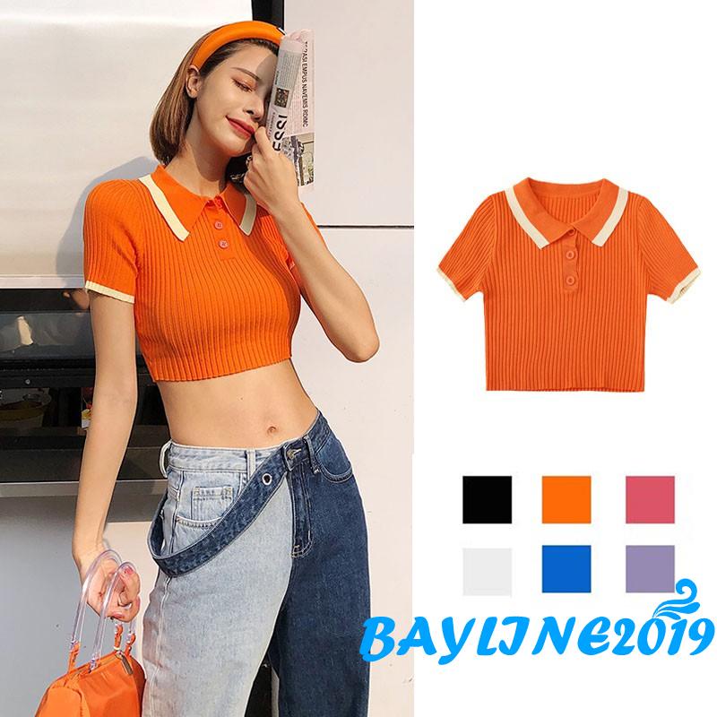 Áo Dệt Kim Tay Ngắn Màu Sắc Thời Trang Cho Nữ | BigBuy360 - bigbuy360.vn
