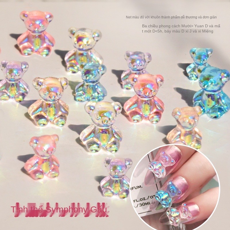 Phụ Kiện Nail - 2 Charm Gấu 3D Trang Trí Móng