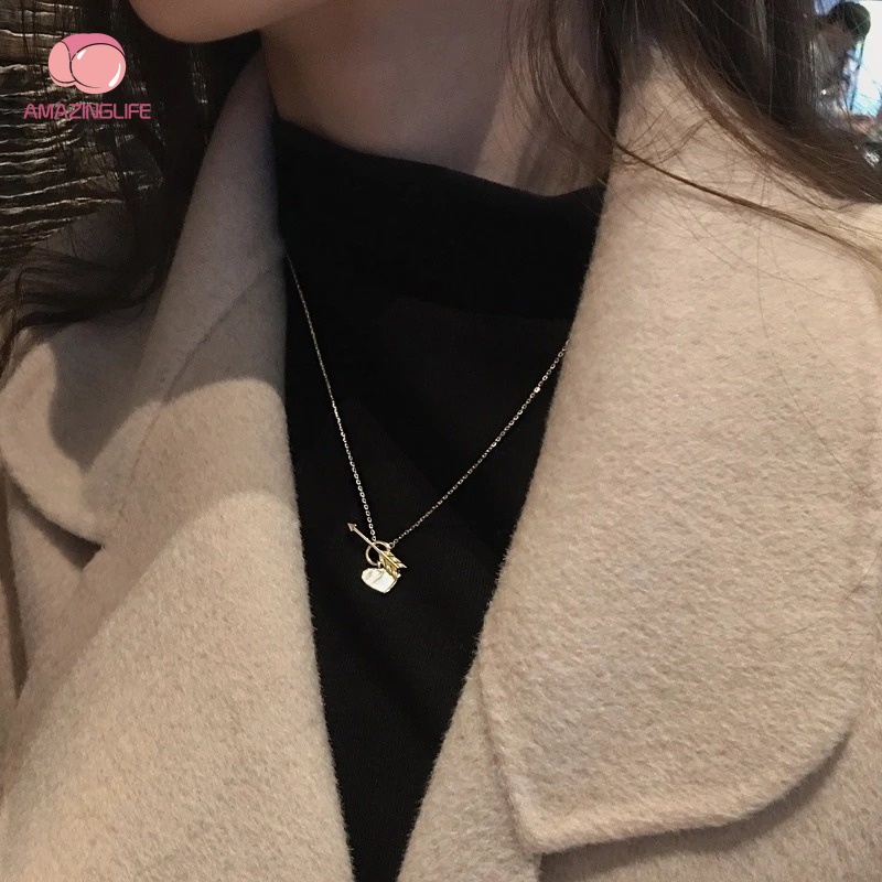 Vòng cổ Có Mặt Hình Mũi Tên Xuyên Qua Trái Tim Thời Trang