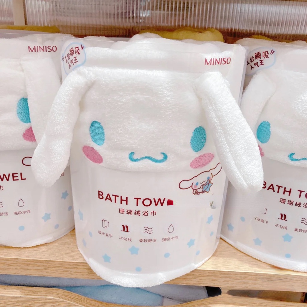 SANRIO Miniso Khăn Tắm Vải Nhung San Hô Mềm Mại Thấm Hút Tốt Dành Cho Cún Cưng
