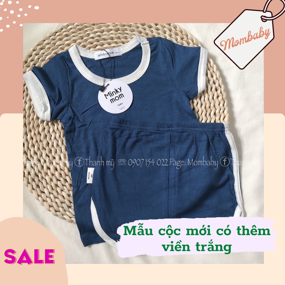 Bộ cộc tay viền trắng thun tăm co dãn mềm mịn cho bé trai, bé gái