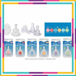 Set 2 chiếc núm ty silicon thay thế bình sữa Dr Brown's cổ thường