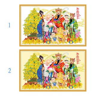 Tranh dán tường tự chọn HD Phúc Lộc Thọ hoa mai HUD0185K KT 120 x 75 cm phủ kim sa