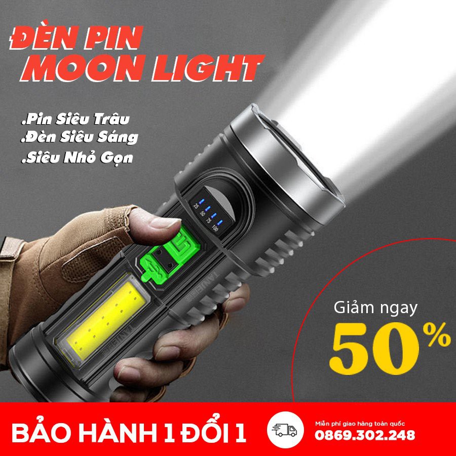 Đèn Pin THÔNG MINH EONMART 2IN1 MOON LIGHT 4 CHế Độ Siêu Sáng ,Siêu NHỏ Gọn 2021 Bền Bỉ [CHÍNH HÃNG]