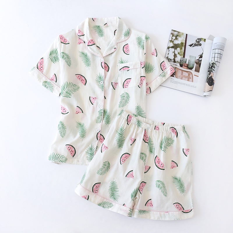 Đồ Bộ Ngủ Nữ Pijama, Set Đồ Nữ Mặc Nhà Dễ Thương Cộc Tay Quần Đùi Chất Liệu Lụa Thoáng Mát Họa Tiết Dễ Thương