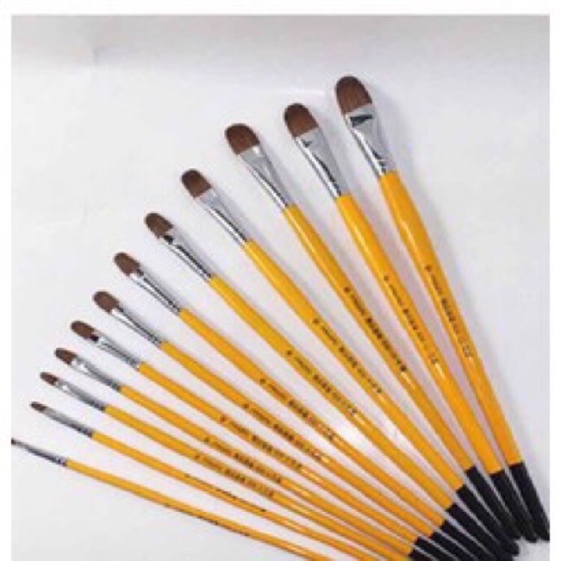 Bộ bút lông 12 cây cán vàng, vẽ màu acrylic loại tốt