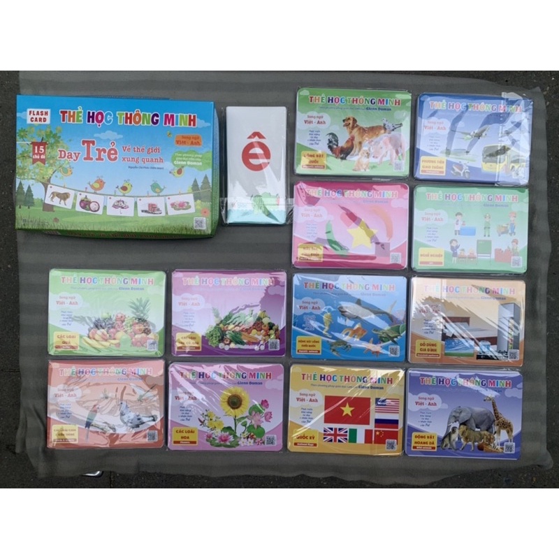 Bộ thẻ học thông minh flashcard 15 chủ đề song ngữ bộ thẻ GlennDoman dạy bé nhận biết cho bé từ 0-6 tuổi Binkids T05