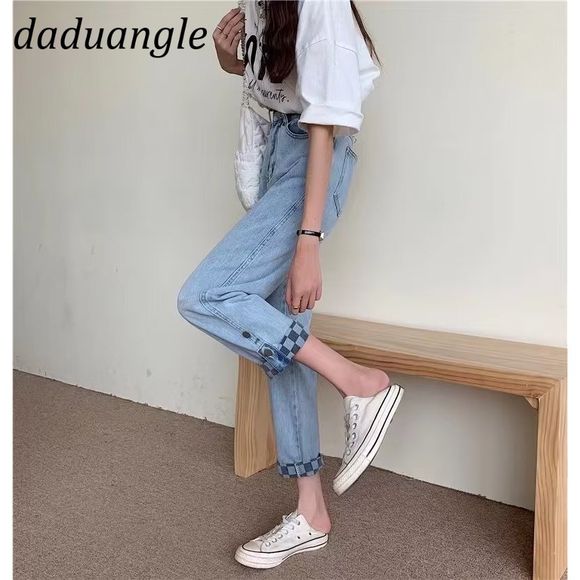 Quần jean Daduhey 9 tấc lưng cao phong cách thời trang thường ngày Hàn Quốc xinh xắn cho nữ
