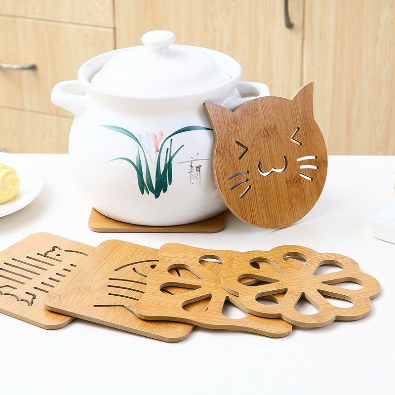 Tấm lót nồi, lót ly cốc bằng gỗ ép tự nhiên hàng đẹp