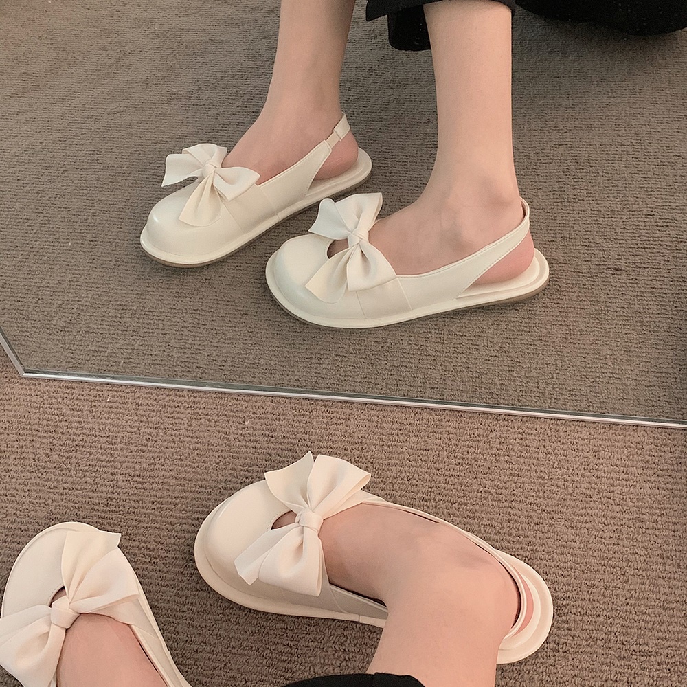 Giày Sandal Mary Jane Đế Bằng Đính Nơ Thời Trang Mùa Hè 2022 Mới Cho Nữ