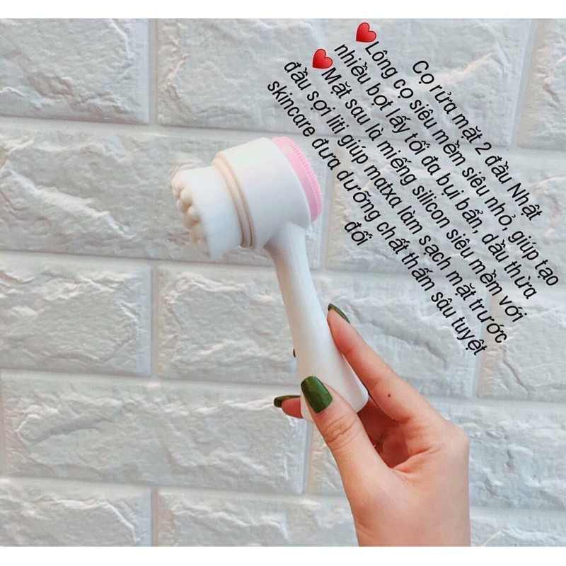 (Bán Buôn Sỉ) Máy rửa mặt Massage 2 đầu, một đầu là bằng sợi mịn, một đầu là silicon sạch sâu tiện dụng