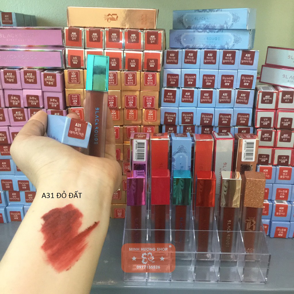 Son nắp xanh HANDMADE black A31 A32  ( thiết kế son BLack Rouge hottrend ) | BigBuy360 - bigbuy360.vn