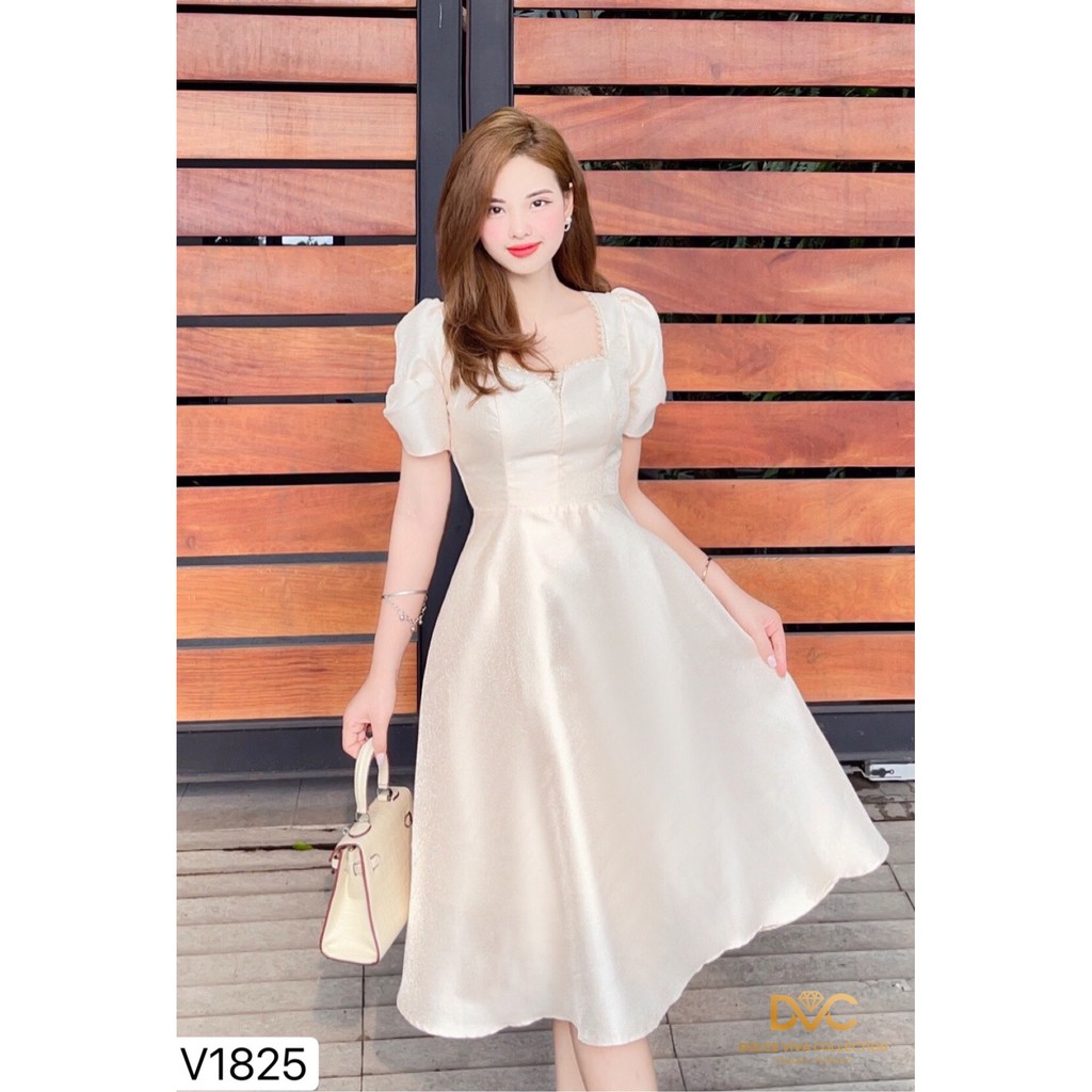 Váy be tafta xòe thiết kế V1825 - Đẹp Shop DVC - Kèm ảnh thật trải sàn do shop tự chụp