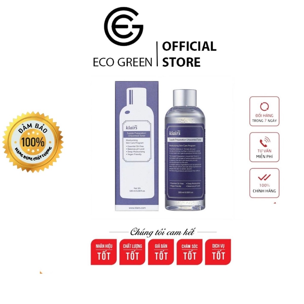 [Hàng Chuẩn]Nước hoa hồng Klairs Supple Preparation Toner 180ml 2 loại - Ecogreenofficial