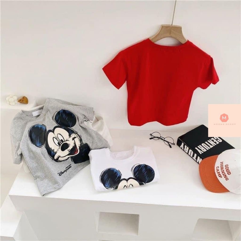 Áo Thun Cotton Cho Bé👕Họa Tiết Chuột MÍCKY👕Co giãn 4 chiều thấm hút mồ hôi cực tốt,dành cho bé từ 7-20kg