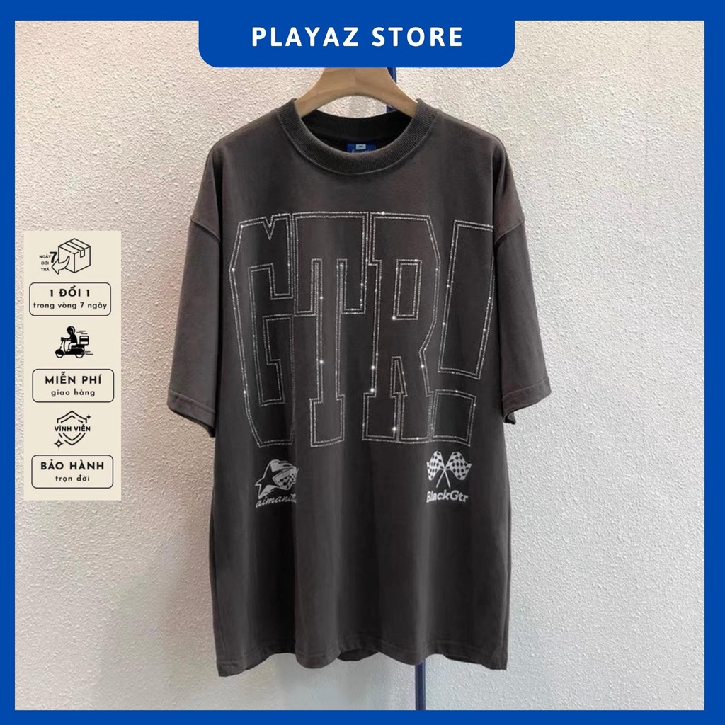 Áo Thun Đính Đá Màu Xám Chuột Blackgts Tee