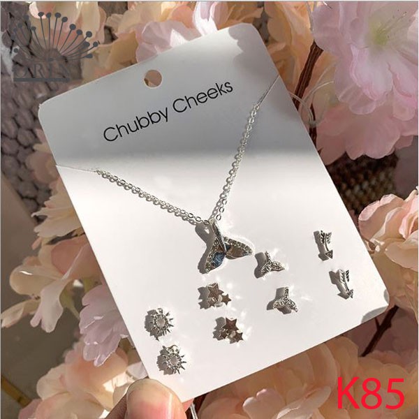 Set dây chuyền và 4 bông tai bạc thanh lịch Orin K85