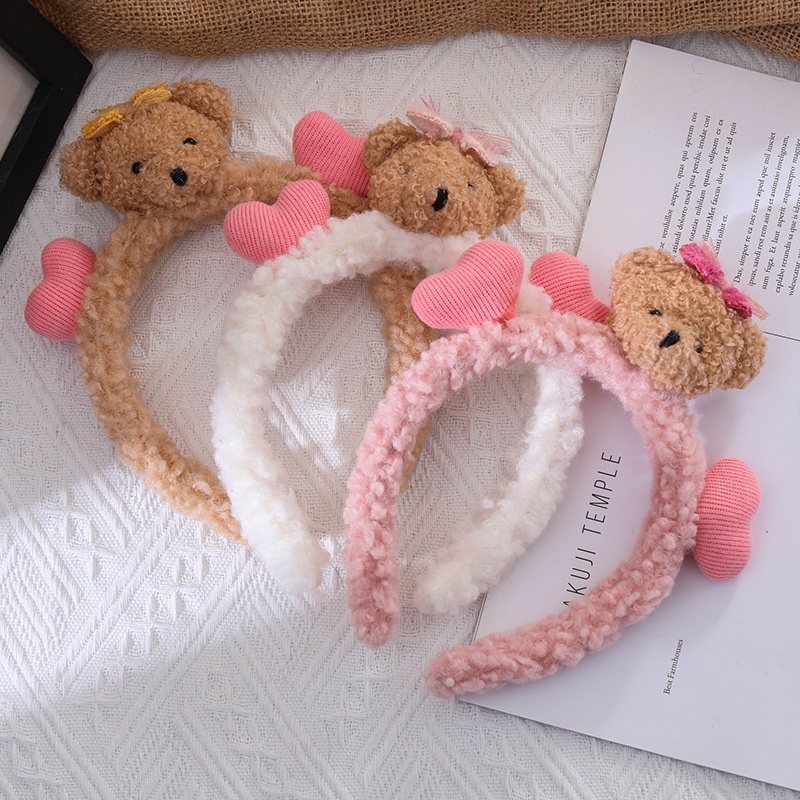 Băng Đô Cài Tóc Rửa Mặt Hình Gấu Bông Ba Chiều Dễ Thương Phong Cách Thu Đông Hàn Quốc Dành Cho Bạn Gái