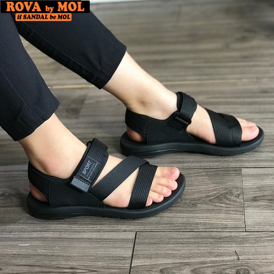 Giày xăng đan nữ quai chéo vải dù cotton RV871G - Sandal nữ Rova