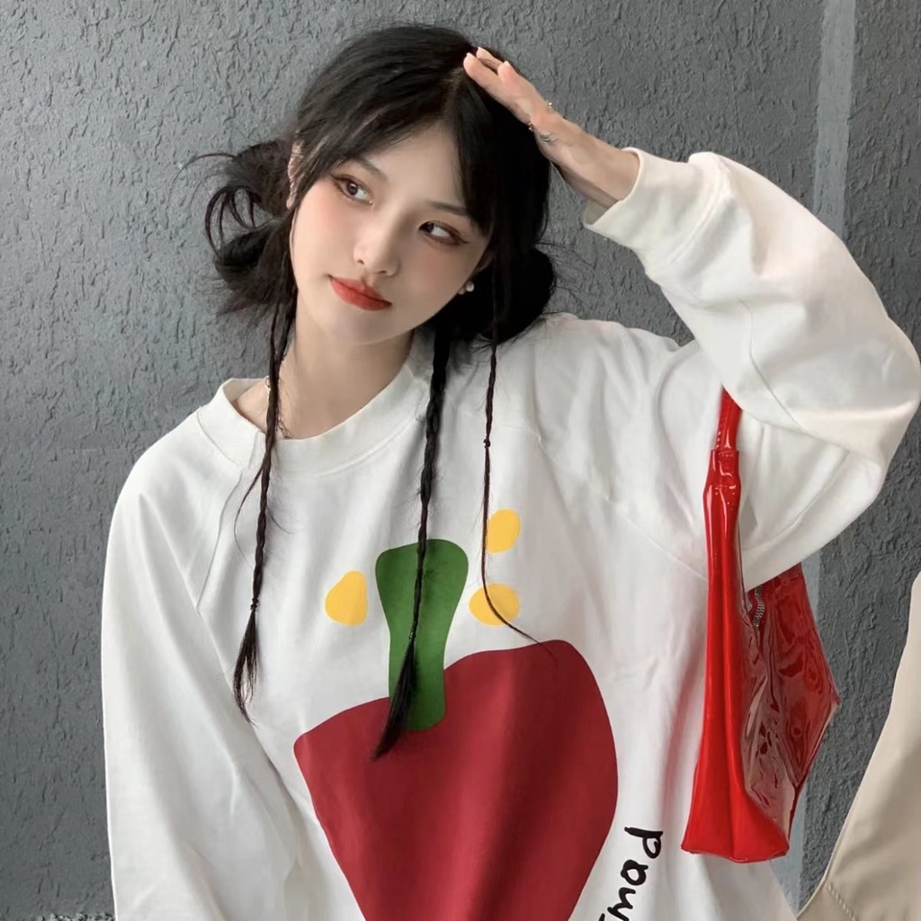 Áo Thun Tay Dài Dáng Rộng Mỏng In Hình Nhóm Nhạc Jiashucheng Phong Cách Hàn Quốc Cổ Điển Màu Trắng Thời Trang Cho Nữ