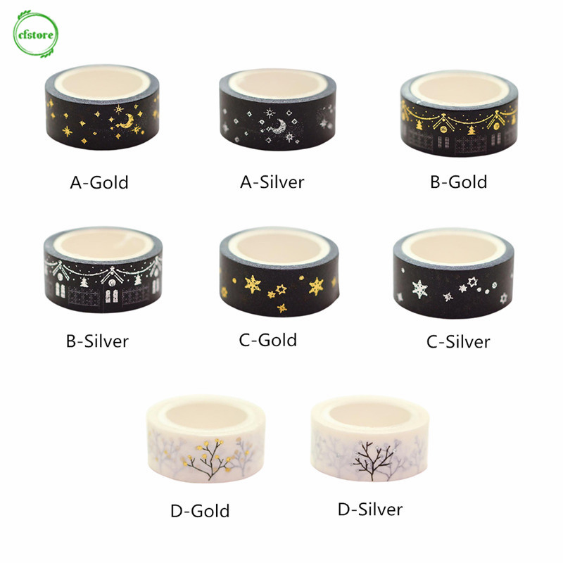 Băng Dính Washi Tape Màu Vàng / Bạc Dùng Trang Trí