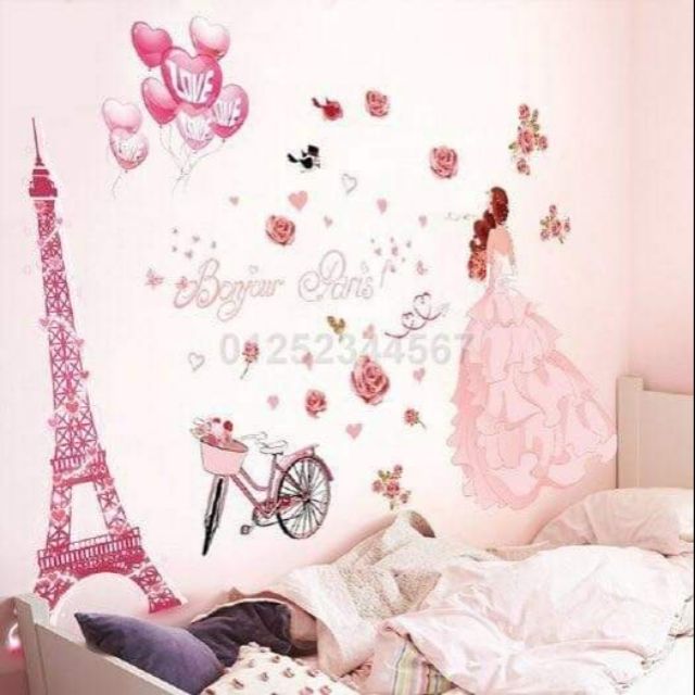 Decal dán tường cô dâu