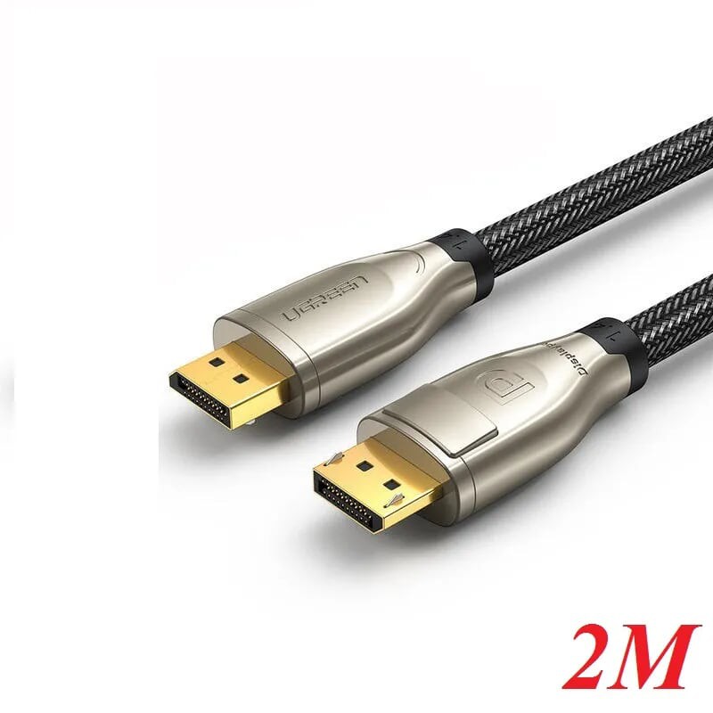 2m cáp dp ra displayport 1.4 version hợp kim bọc lưới chống nhiễu màu đen Ugreen 60843 DP112