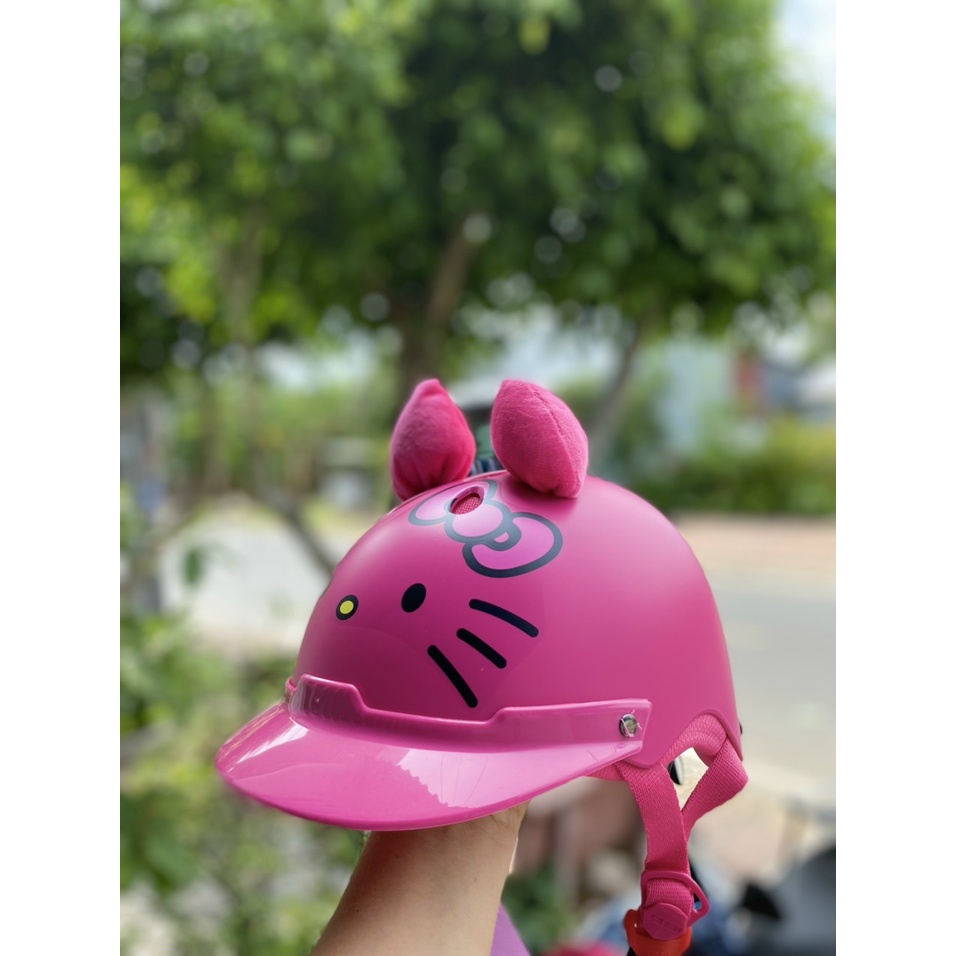 Nón bảo hiểm em bé/ nón bảo hiểm em bé kity tai bông dành cho bé gái từ 3-7 tuổi
