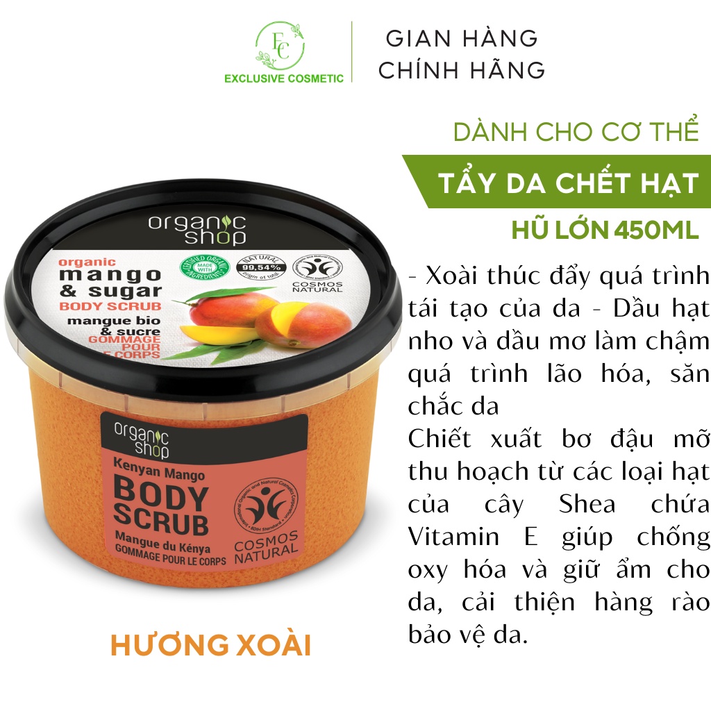 Tẩy Tế Bào Chết Toàn Thân Organic Shop Body Scrub Kenyan Mango 250ml