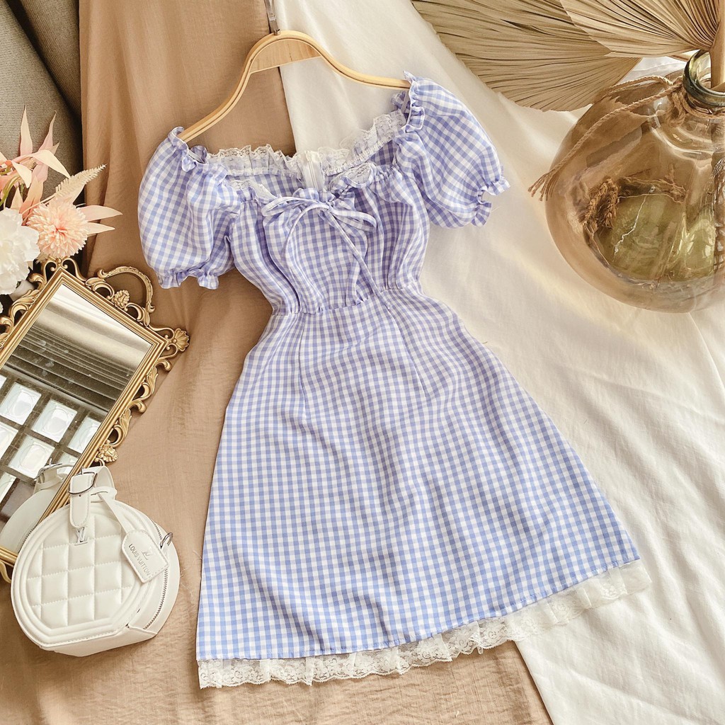 ĐẦM CARO NHÍU VIỀN REN NGỰC | BigBuy360 - bigbuy360.vn