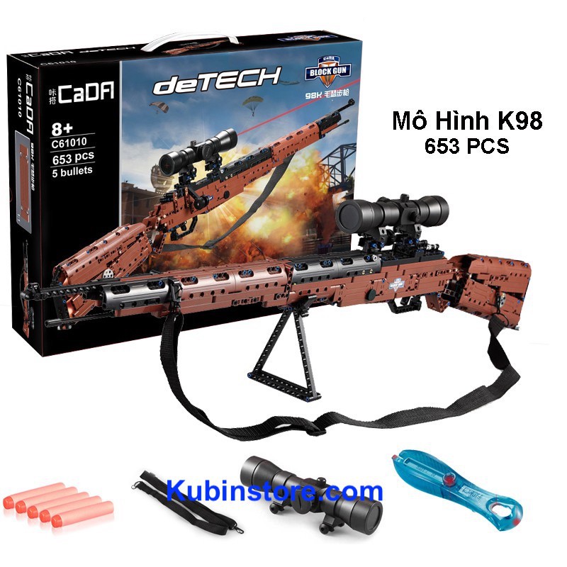 Đồ chơi xếp hình đồ chơi Lắp Ráp Kiểu LEGO Mô Hình PUBG Súng K98 CaDA C61010 653 Mảnh Ghép