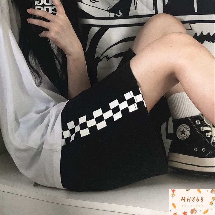 Quần short sọc kẻ caro nam nữ MH868Boutique, Quần Đùi Nam Nữ Unisex phong cách cá tính