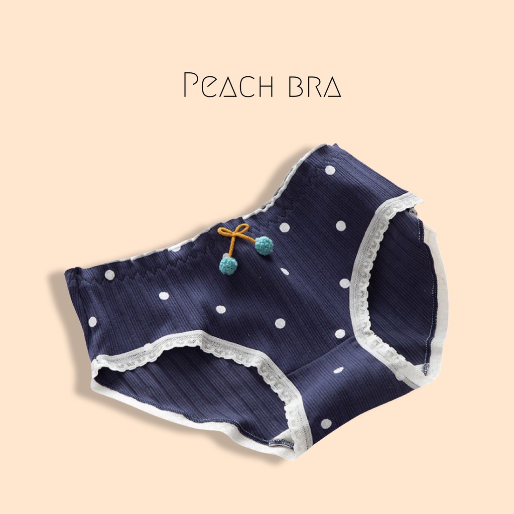 Quần lót cotton viền ren Peach bra đáng yêu ôm mông kháng khuẩn thấm hút tốt freesize đến 62kg | BigBuy360 - bigbuy360.vn