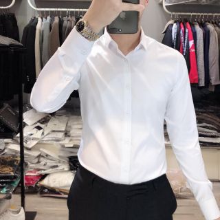 Áo Sơmi nam lụa cao cấp trắng trơn hàng quất