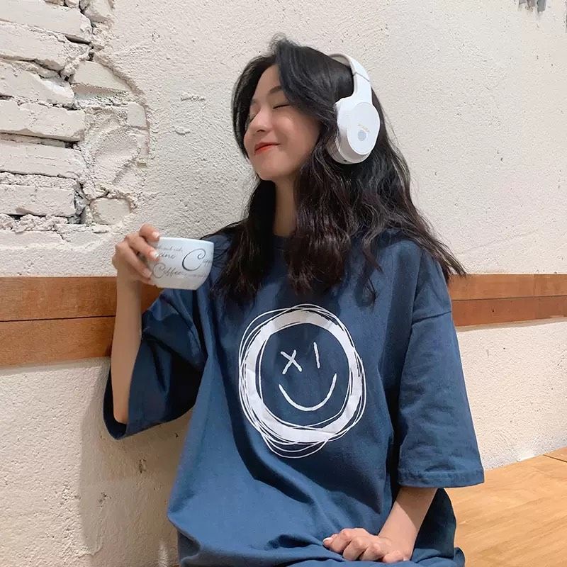 Áo thun tay lỡ❤ có size unisex Mặt cười X