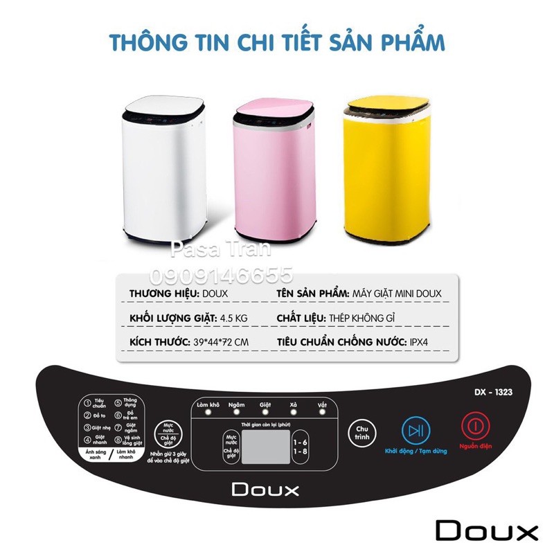 Máy giặt mini Doux phiên bản 2023 có chức năng sấy HCM