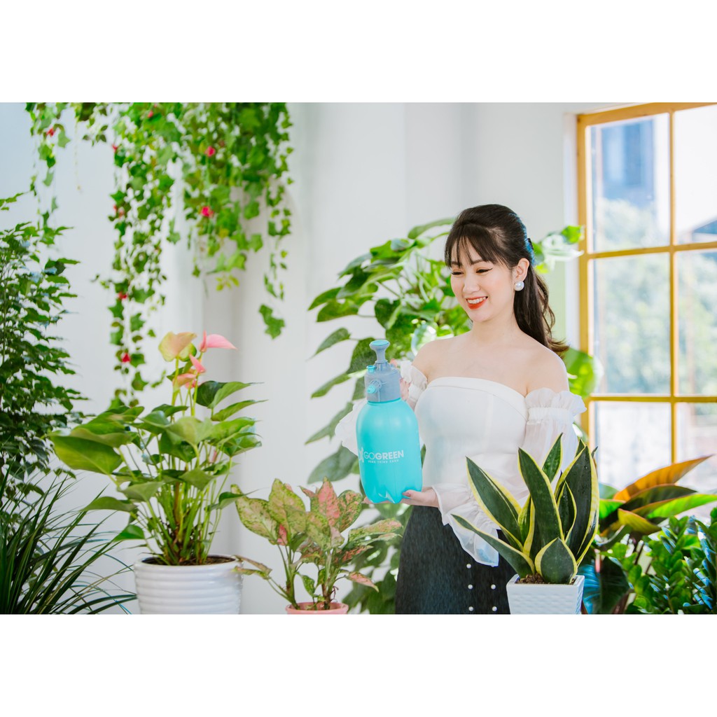 Bình Tưới Cây GoGreen 2L- Bình Xịt Nước Tưới Cây Cảnh, Cây Hoa - Nhựa PE cao cấp siêu bền (màu xanh lam)