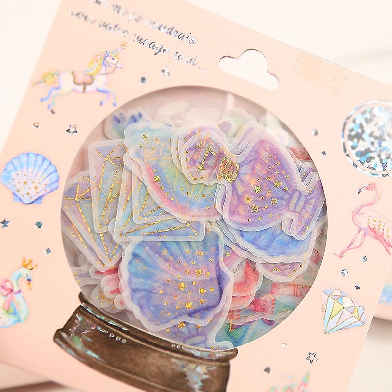 Set 50 Sticker rời cắt sẵn hình họa tiết đời sống dễ thương
