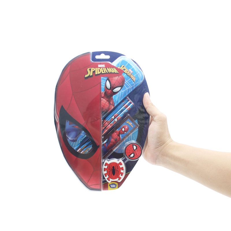Bộ Dụng Cụ Học Tập 7 Món Kèm Hộp Bút Marvel Spider-Man - HooHooHaHa® VPH13-1400