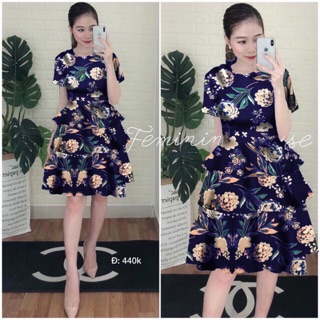 Đầm xòe tầng họa tiết hoa