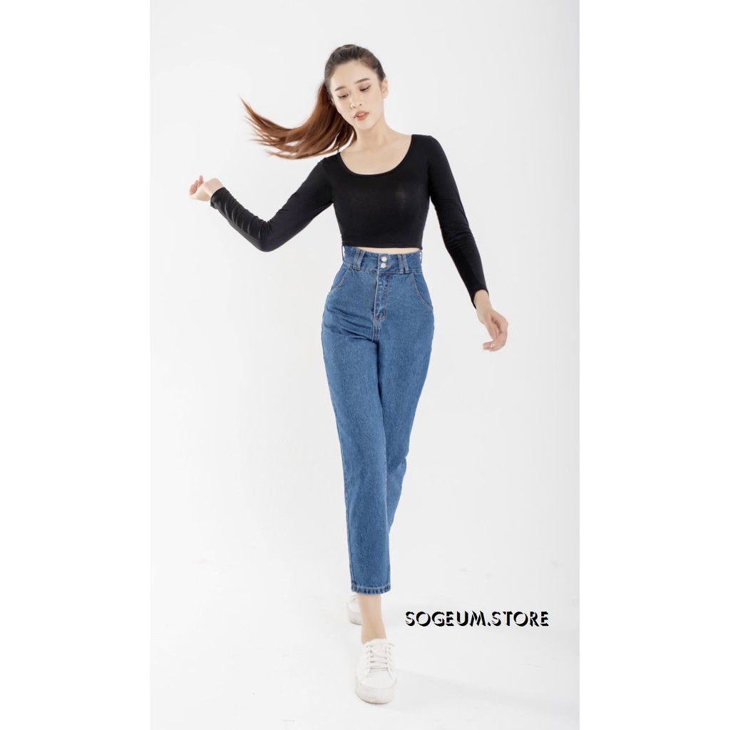 Quần jeans baggy nữ, - quần bò cạp cao ảnh video shop tự quay sogeum.store