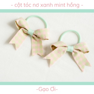 Set cột tóc bé gái caro phong cách Hàn Quốc